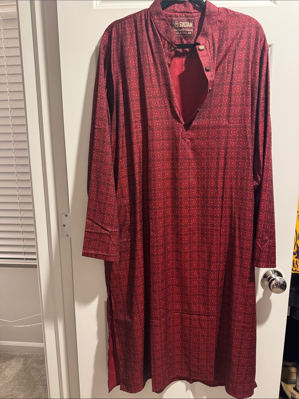 Burgundy Patterned Long Sleeve Tunic (Size 46)